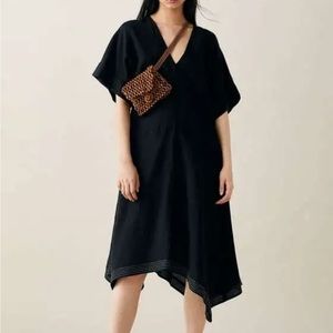 Zara Womens OverSized Midi Flowy Asymmetric Hem Dress